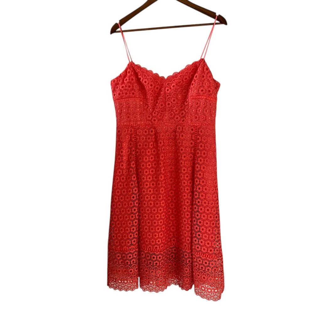 J Crew NEW Daisylace Dress In Coral Orange Size 12